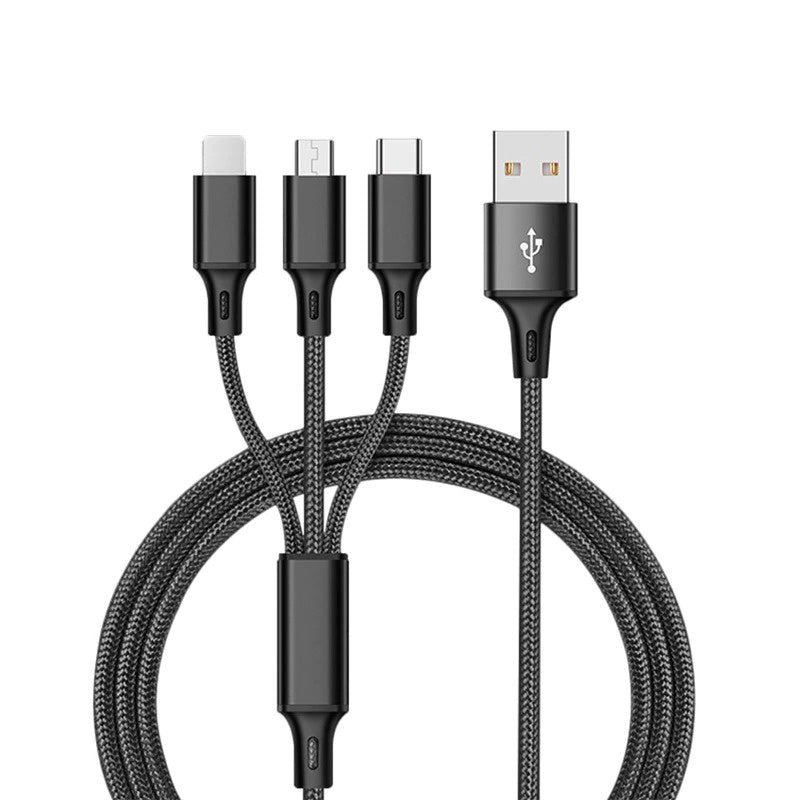 3-in-1 USB Kabel met Lightning, USB-C en Micro-USB - Best Solid Hardware