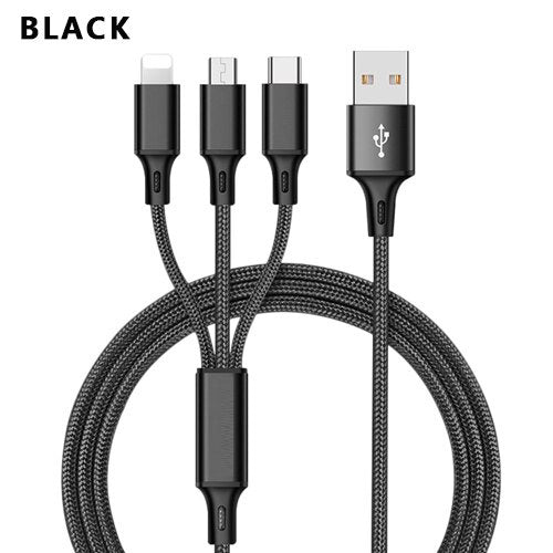 3-in-1 USB Kabel met Lightning, USB-C en Micro-USB - Best Solid Hardware
